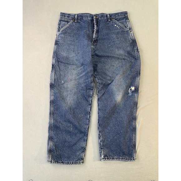 Wrangler Other - Men's Wranger Fleece Lined Carpenter Work Jeans Blue Size 36x30